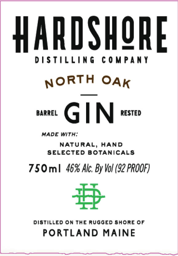Hardshore Distilling Company - North Oak Barrel Rested Gin label