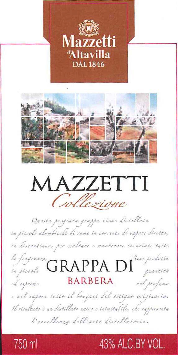 Mazzetti d'Altavilla - Grappa di Barbera label